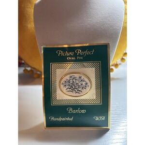 Vintage Floral 1980s Picture Perfect Barlow Brooch Still In Packaging Gold Tone